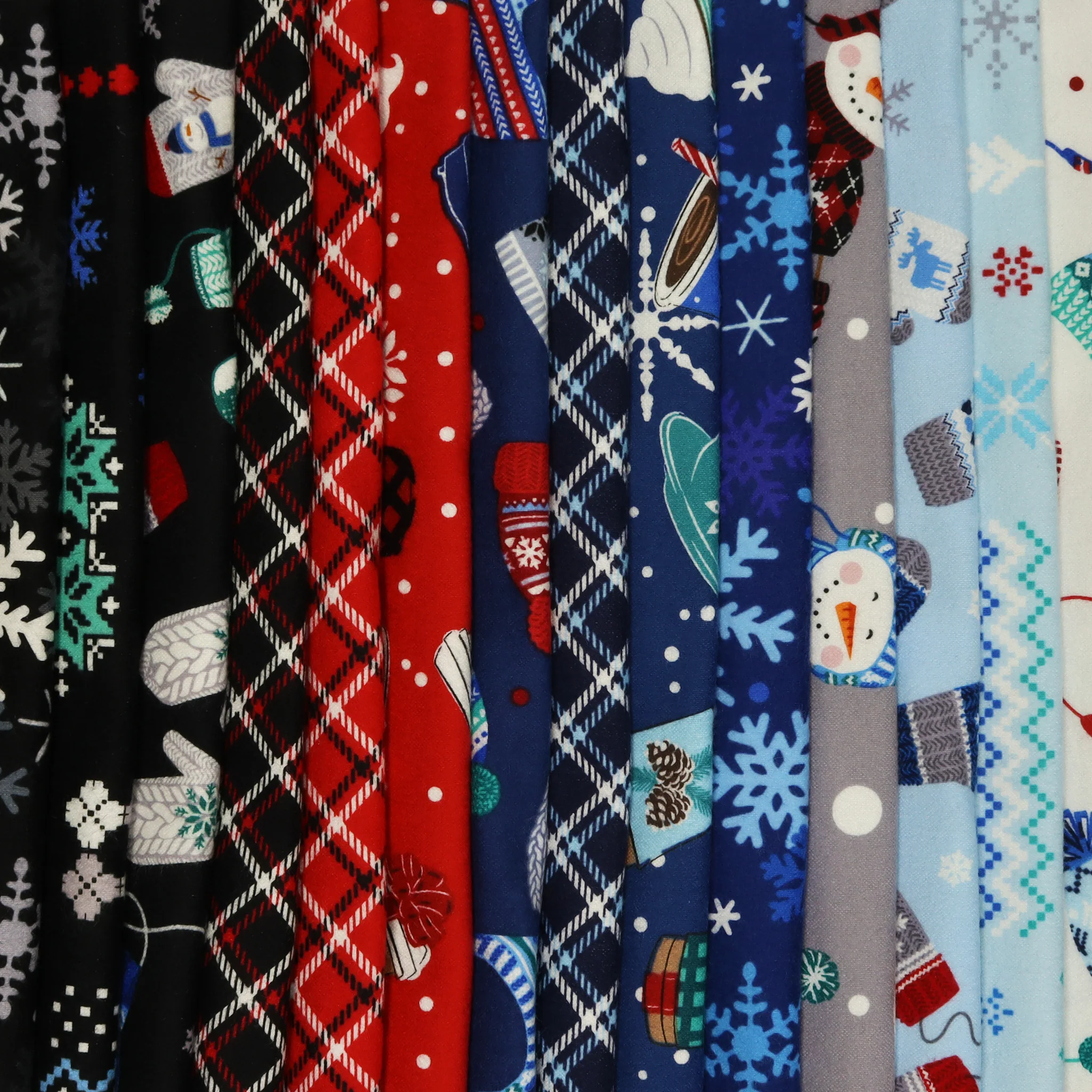 Winter Wonders Flannel Fabric Collection - Happy Snowmen Light Blue - Image 3