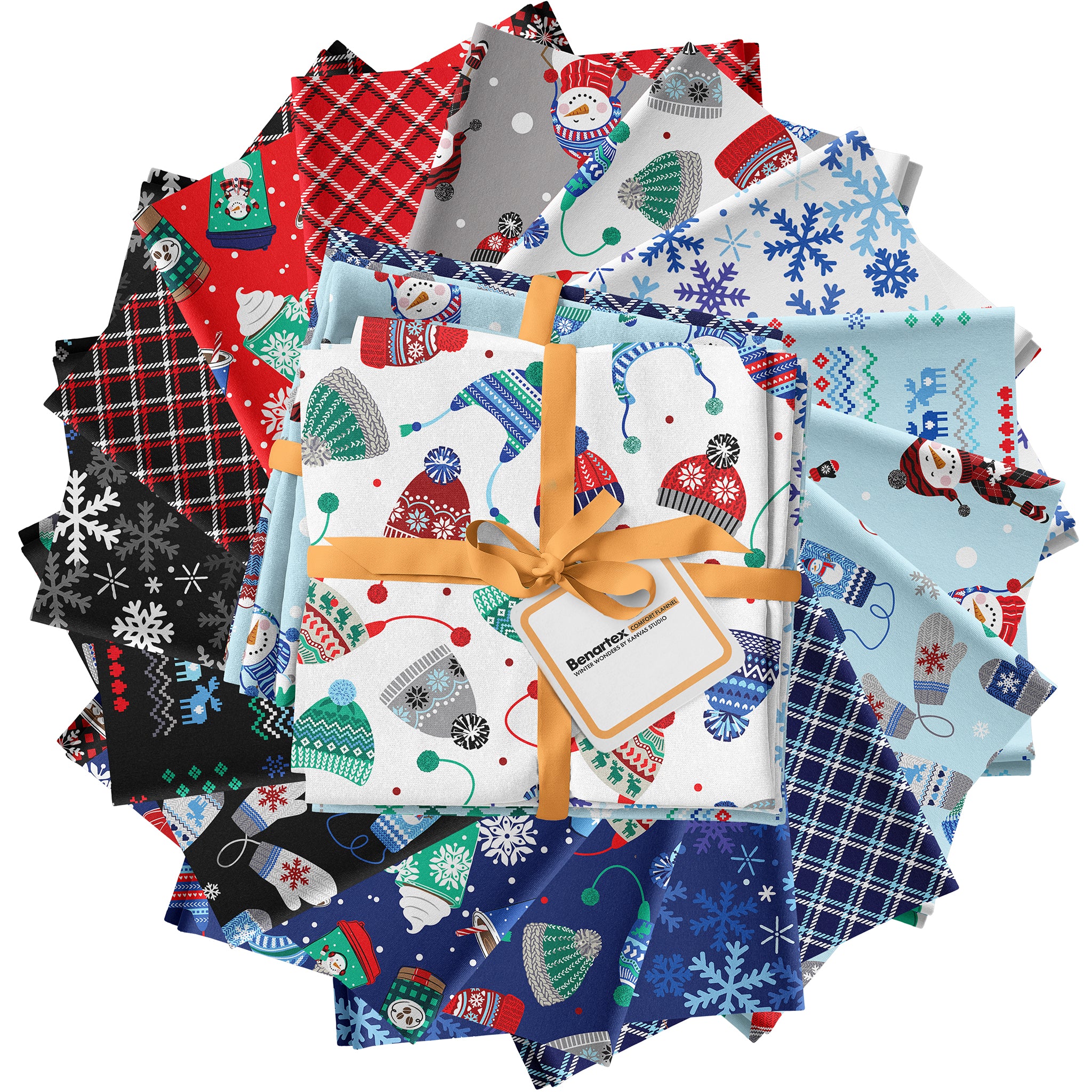 Winter Wonders Flannel Fabric Collection - Happy Snowmen Light Blue - Image 4