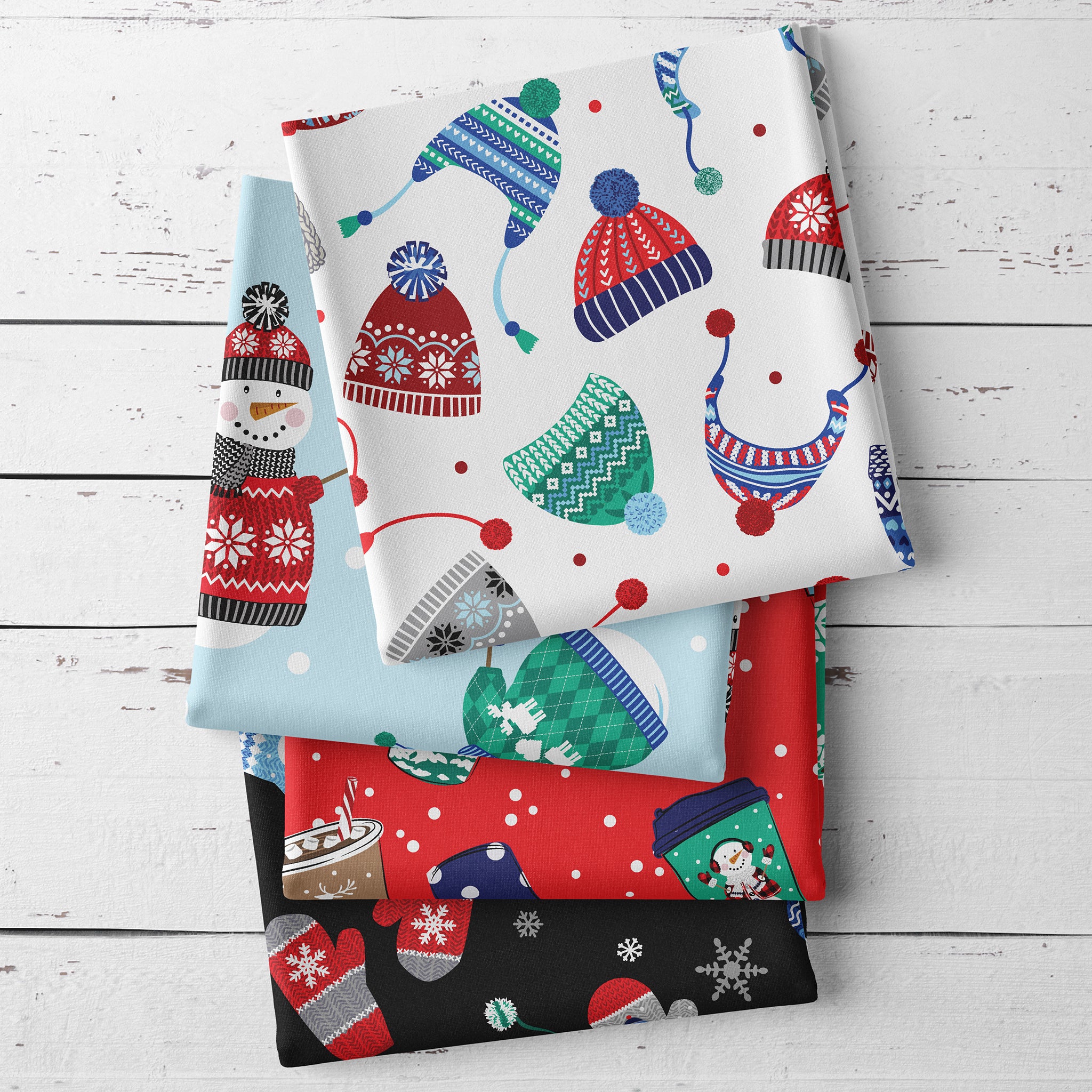 Winter Wonders Flannel Fabric Collection - Happy Snowmen Light Blue - Image 5